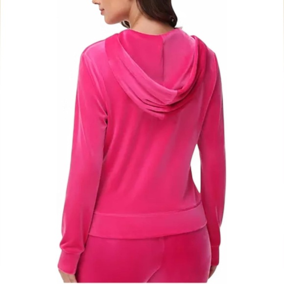 Juicy Couture | Bling Velour Full Zip Hoodie in Free Love Pink Size Medium - Picture 2 of 6